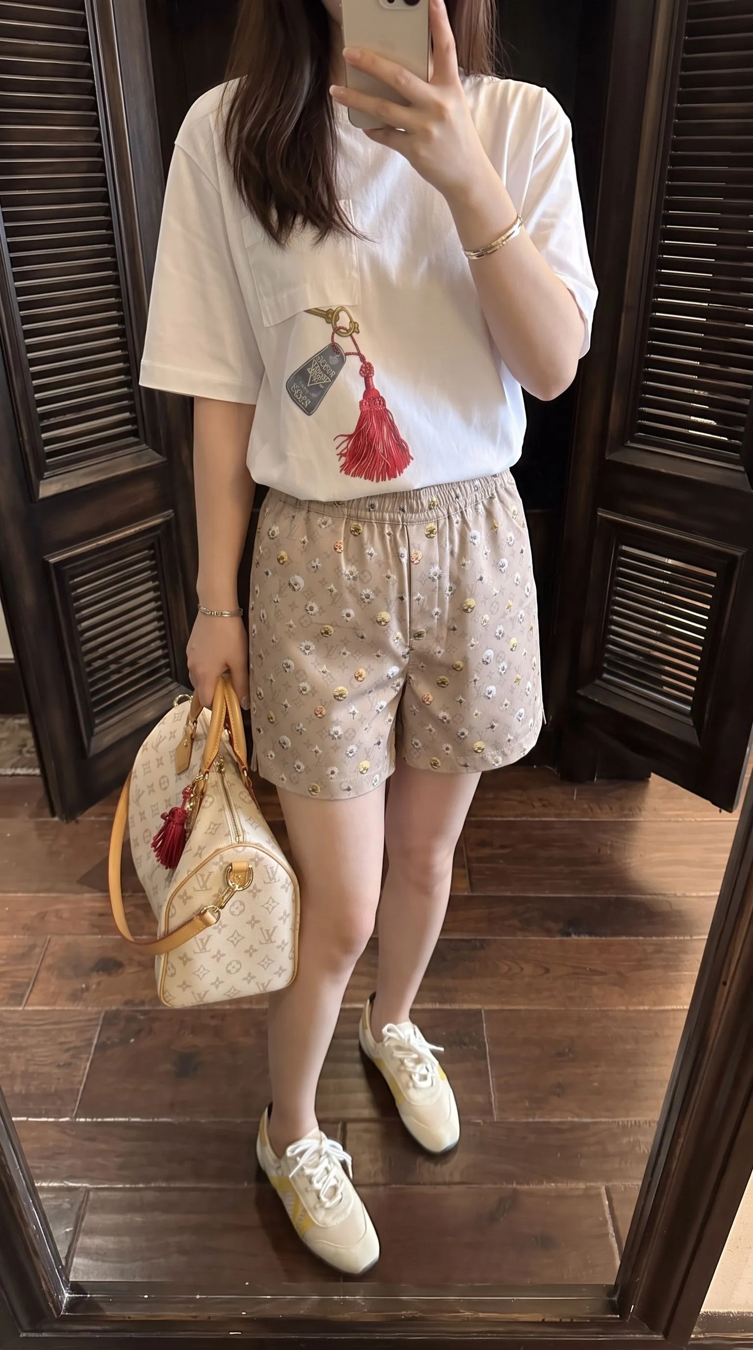 Louis Vuitton/Louis Vuitton 26ss presbyopia daisy all-over printed suit shorts